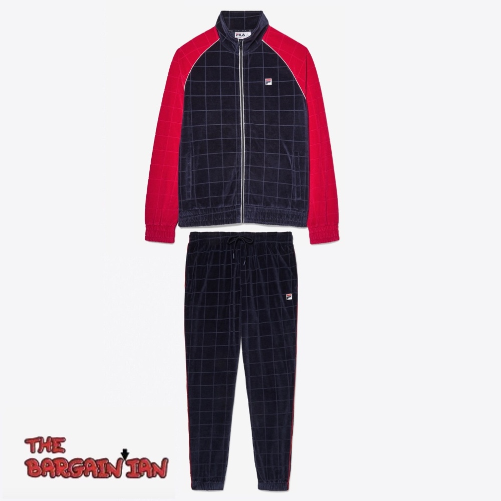 Fila Men's Velour Sweatsuit Tracksuit Navy Velvet Set Size M L XL 2XL NWT